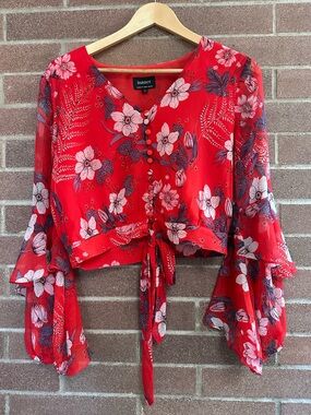 Bardot red floral blouse